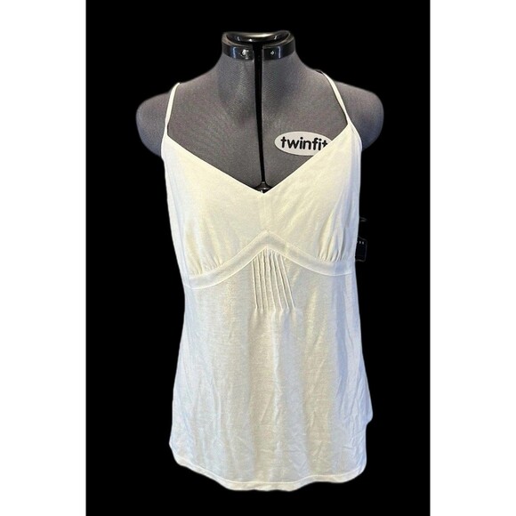 AXCESS LIZ CLAIBORNE Spaghetti Strap Soft White Cami Top Women's Size Large NWT - Picture 1 of 9
